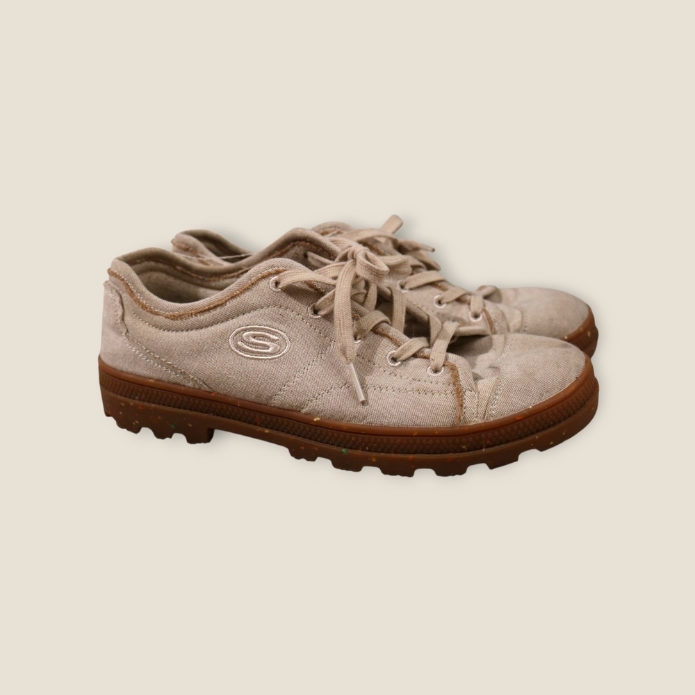 Skechers Street Roadies Chunky Sneaker Retro Y2K Style Beige Canvas Sz 10
